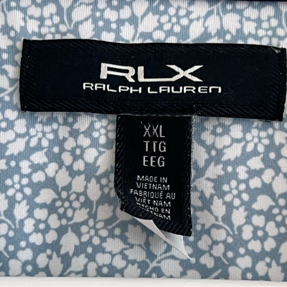 Ralph Lauren RLX Mens Golf Polo Shirt Light Blue Floral XXL Classic Fit Athletic - Picture 7 of 16
